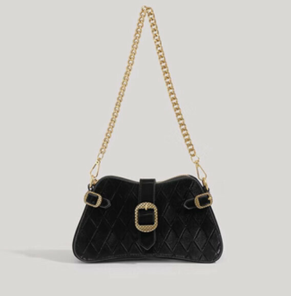 New pu leather hand chain commuter crossbody bag (black)