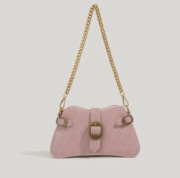 New pu leather hand chain commuter crossbody bag (pink)