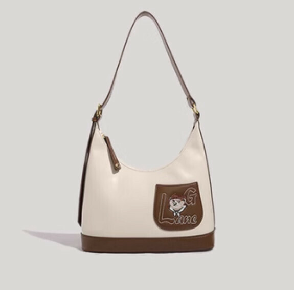 New pu leather large capacity retro single crossbody bag (white)