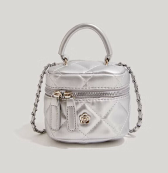 New diamond chain shoulder crossbody bag (silver small)