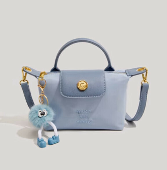New nylon contrasting color hand-held crossbody bag (blue)