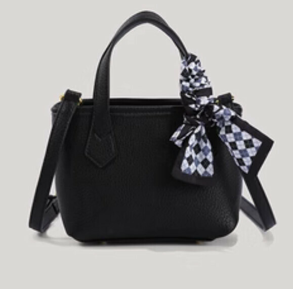 New style vegetable basket shoulder crossbody bucket bag (black)