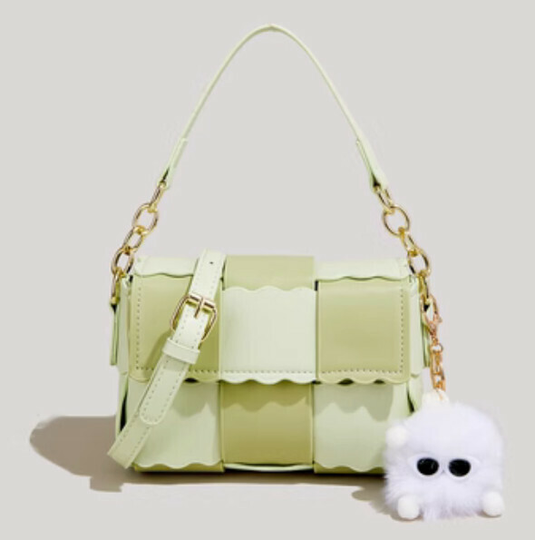 New woven handheld shoulder crossbody bag (light green)