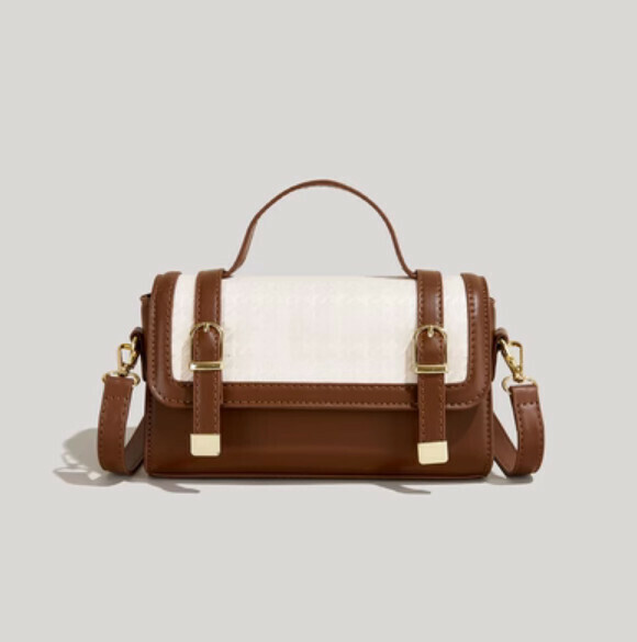 New high-end texture hand-held crossbody bag (white and brown)