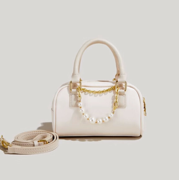 New Pearl Handheld Shoulder Crossbody Bag (White)