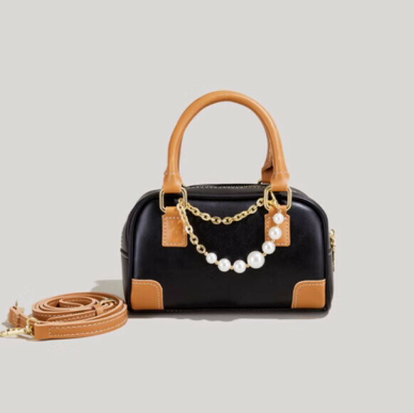 New Pearl Handheld Shoulder Crossbody Bag (Black)