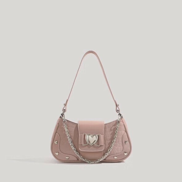 New Fashionable Versatile Chain Shoulder Underarm Bag (Pink)