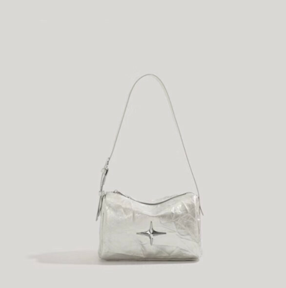 New simple pleated armpit bag (silver)