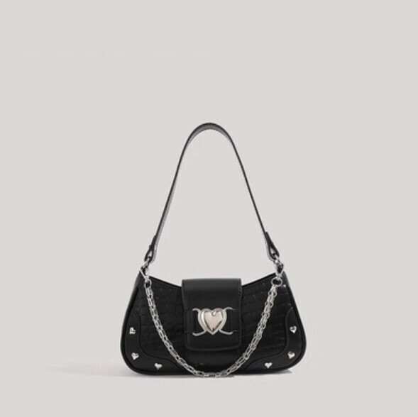 New Fashionable Versatile Chain Shoulder Underarm Bag (Black)