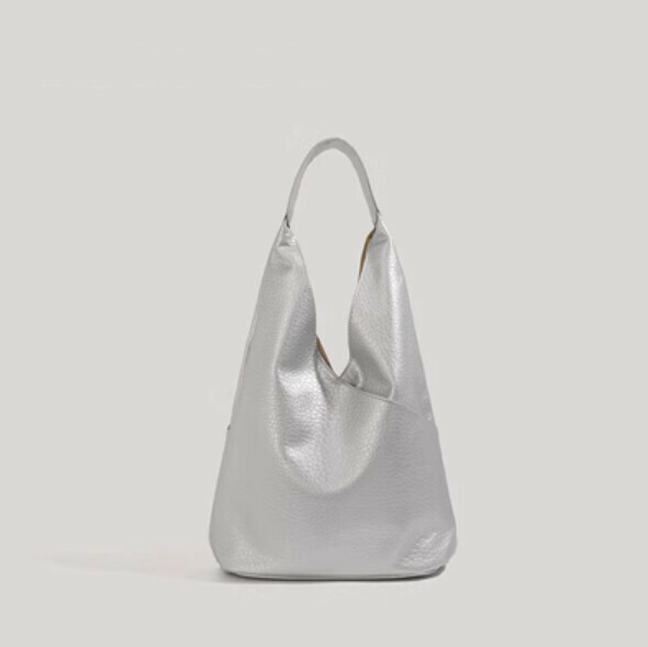 New style lazy style large capacity shoulder tote bag (silver)