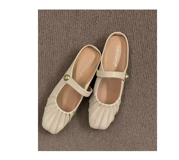 Hot recommended flat-bottomed toe-cap slippers (off-white & one size smaller/35-39) (contact customer service after placing the order to confirm the delivery size)