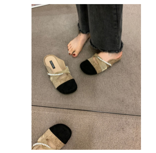 Hot Recommended Square Toe Semi-Slip Slippers (Khaki Small Fragrance/35-39 Sizes) (Contact customer service after placing the order to confirm the delivery size)