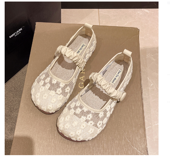 Hot summer mesh Mary Jane sandals (off-white/size 35-40) (contact customer service after placing order to confirm delivery size)