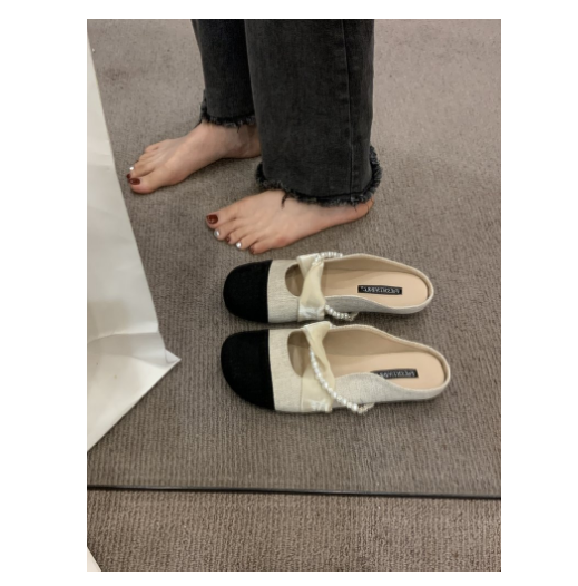 Hot Recommendation Baotou half-slip slippers (apricot color / size 35-39) (contact customer service after placing the order to confirm the delivery size)
