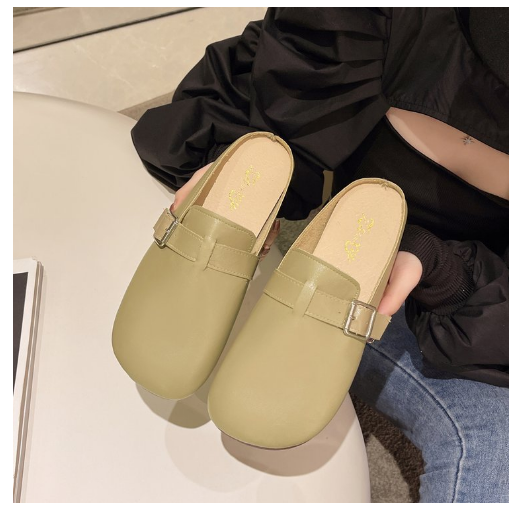 Hot Recommended Lazy Muller Half-Sandals (Apricot Green/35-40 Sizes) (Contact customer service after placing the order to confirm the delivery size)