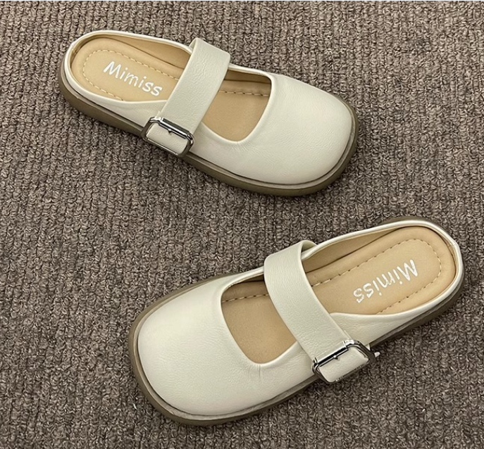Hot Recommended Lazy Mule Half-Flop Sandals (Beige/Size 35-39) (contact customer service after placing the order to confirm the delivery size)