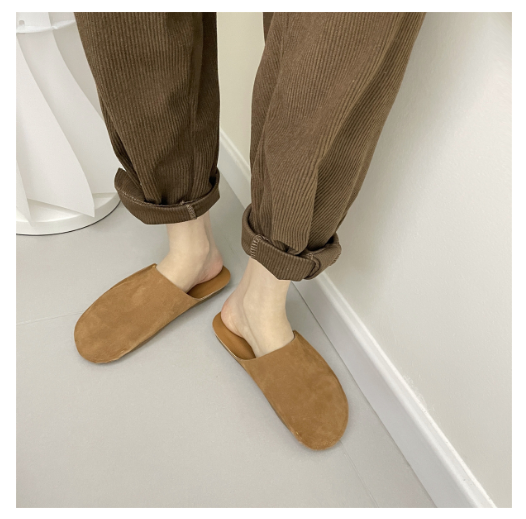 Recommended retro solid color soft-sided flat-bottomed semi-sandals (camel/size 35-39) (contact customer service after placing the order to confirm the delivery size)