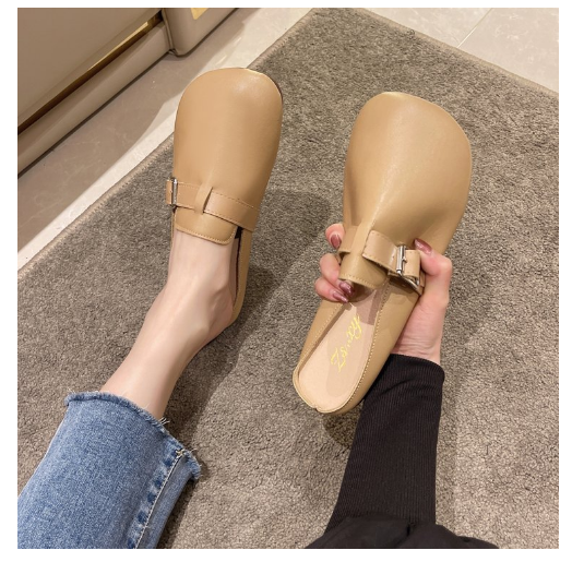 Hot Recommended Lazy Muller Half-Drag Sandals (Brown/35-40 Sizes) (Contact customer service after placing the order to confirm the delivery size)