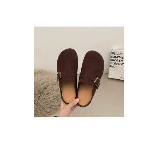 Hot Recommendation Retro Soft Bottom Boken Baotou Half Mop (Brown/35-40 Sizes) (Contact customer service after placing the order to confirm the delivery size)