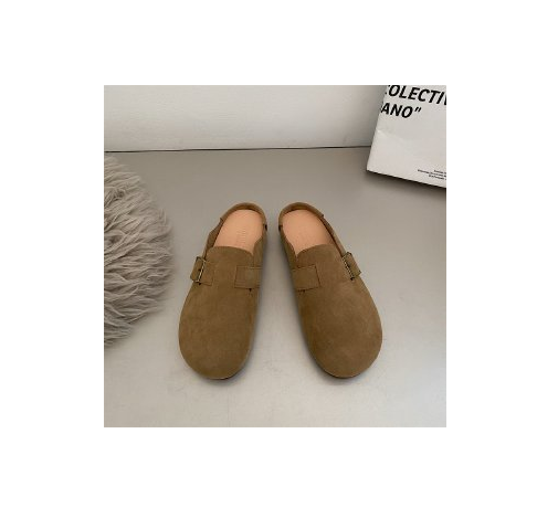 Hot Recommended Retro Soft Bottom Boken Baotou Half Mop (Khaki/35-40 Sizes) (Contact customer service after placing the order to confirm the delivery size)