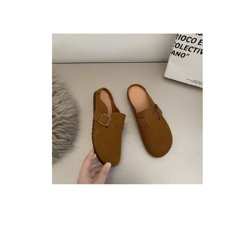 Hot Recommendation Retro Soft Bottom Boken Baotou Half Mop (Camel/35-40 Sizes) (Contact customer service after placing the order to confirm the delivery size)