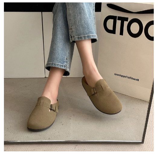 Hotly recommended soft-soled casual flat-soled semi-trailers (camel/size 35-39) (contact customer service after placing the order to confirm the delivery size)