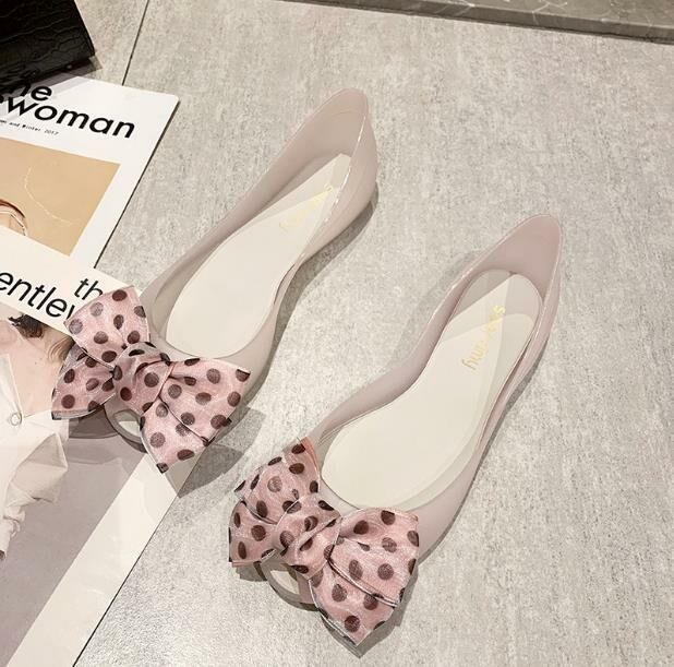 Hot recommendations (transparent foundation pink flowers 35-41 sizes) jelly shoes, fish mouth shoes, flat shoes (contact customer service after placing the order to confirm the delivery size)
