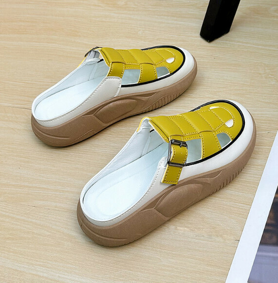 Hotly recommended casual slip-on flat-soled half-slippers (yellow) [size 35-40] [contact customer service after placing the order to confirm the delivery size]