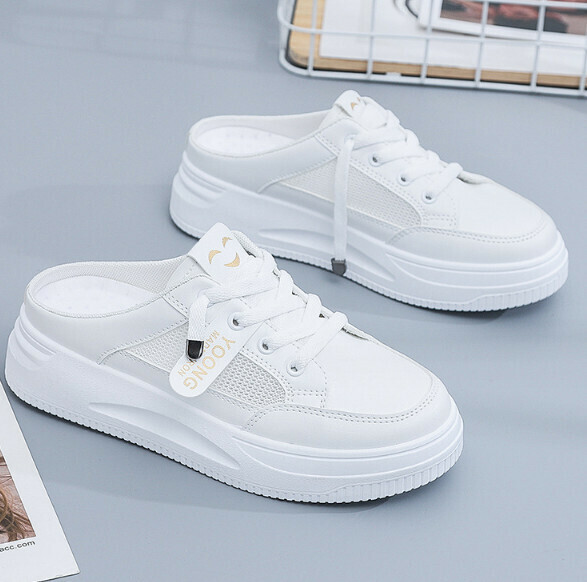 Hotly recommended thick-soled mesh lazy white shoes (F05 white) [size 35-40] [contact customer service after placing the order to confirm the delivery size]
