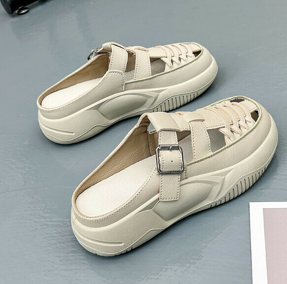 Hot recommended casual slip-on lazy white shoes (khaki color) [size 35-40] [contact customer service after placing the order to confirm the delivery size]