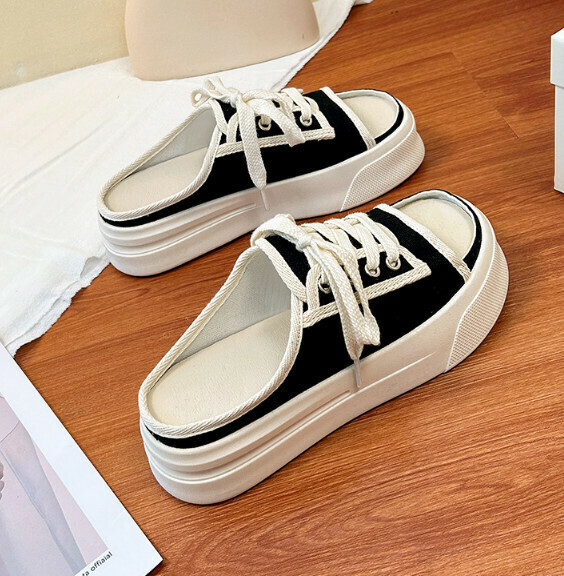 Popular thick-soled breathable white shoes (black) [size 35-40] [contact customer service after placing the order to confirm the delivery size]