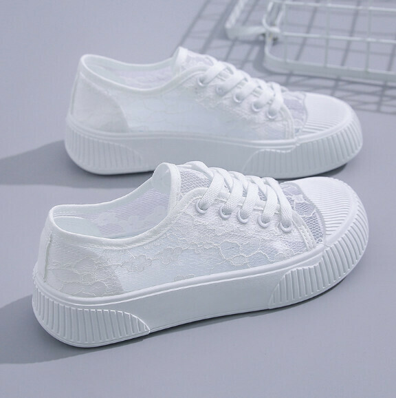 Popular breathable lace flats (white) [size 35-40] [contact customer service after placing order to confirm delivery size]
