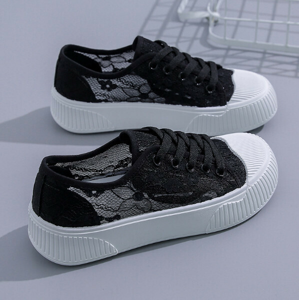 Popular breathable lace flats (black) [size 35-40] [contact customer service after placing order to confirm delivery size]