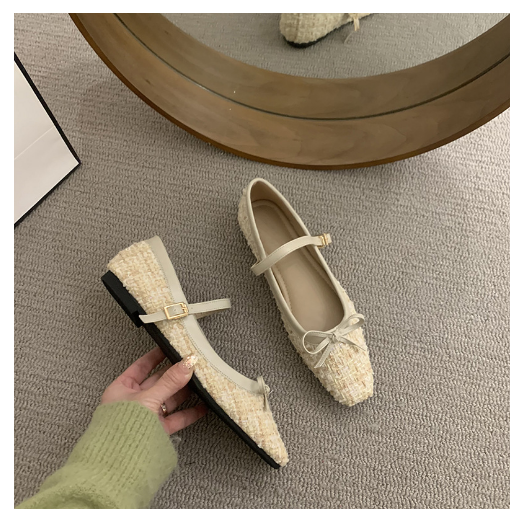 爆款小香風瑪麗珍鞋（杏色/35-40碼）（下單後聯絡客服確認發貨尺碼）