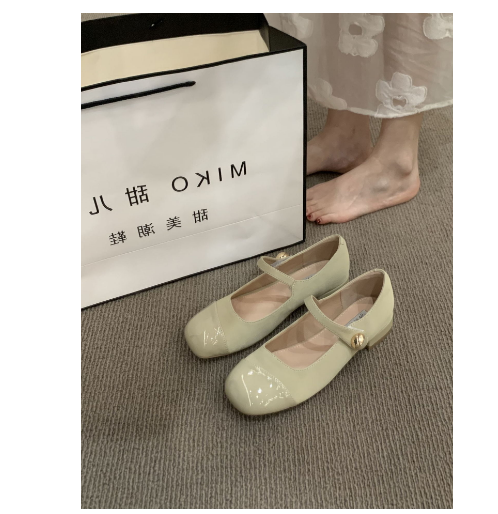 爆款氣質小香風瑪麗珍鞋（杏色/35-40碼）（下單後聯絡客服確認發貨尺碼）