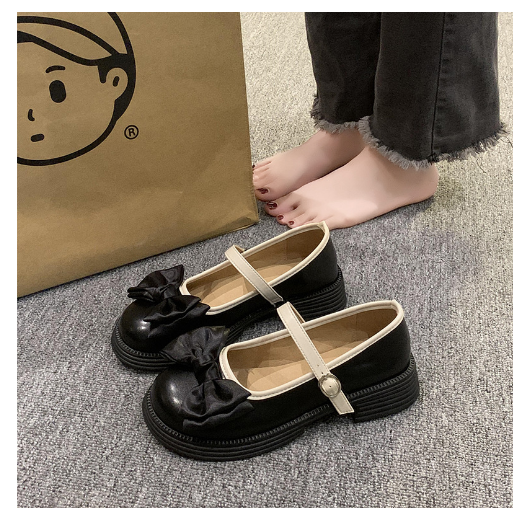 爆款蝴蝶結小皮鞋（黑色/35-40碼）（下單後聯絡客服確認發貨尺碼）