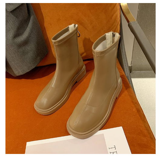 新款中筒瘦瘦靴（卡其色/35-40碼）（下單後聯絡客服確認發貨尺碼）