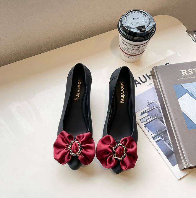 New style (black bottom wine red flower size 36-39) rain boots, jelly water shoes, jelly rubber shoes (contact customer service after placing the order to confirm the delivery size)