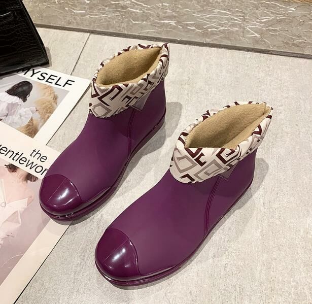 New style (purple velvet model 36-40 sizes) rain boots, water shoes, rain boots (contact customer service after placing the order to confirm the delivery size)