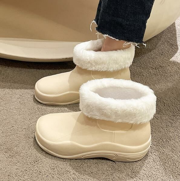 New style (white plus velvet model, size 36-40) rain boots, rain boots, water shoes (contact customer service after placing the order to confirm the delivery size)