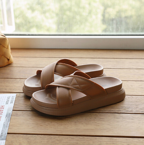 New style slippers that feel like shit for outer wear (885 cross-strap khaki) [size 36-40] [contact customer service after placing the order to confirm the delivery size]