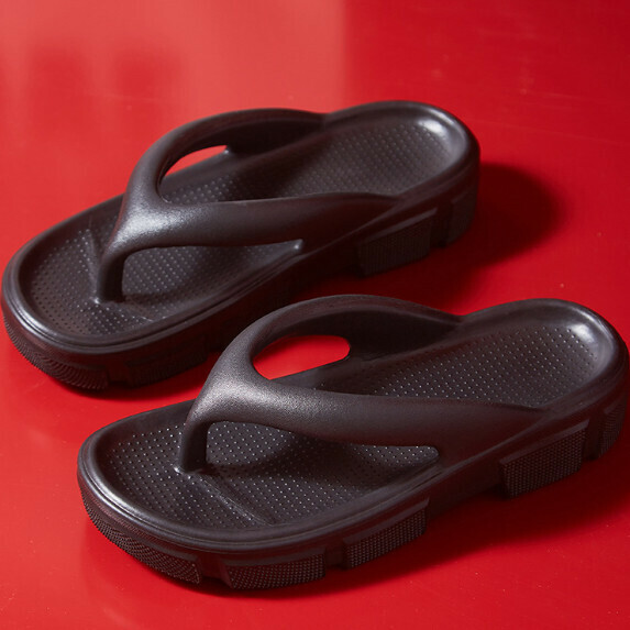 New thick-soled flip-flop thick-soled slippers for women (black [size 35_40] (contact customer service after placing the order to confirm the delivery size)