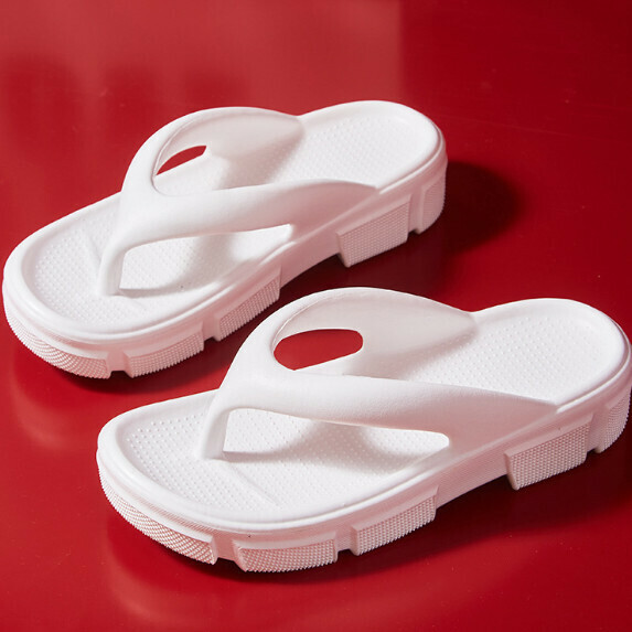 New thick-soled flip-flop thick-soled slippers for women (white [size 35_40] (contact customer service after placing the order to confirm the delivery size)