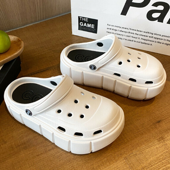 New thick-soled hole-in-the-wall two-wear sandals for women (white [size 36_41] (contact customer service after placing the order to confirm the delivery size)