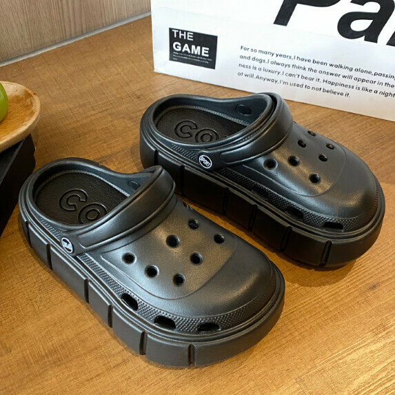 New thick-soled hole-in-the-wall two-wear sandals for women (black [size 36_41] (contact customer service after placing the order to confirm the delivery size)