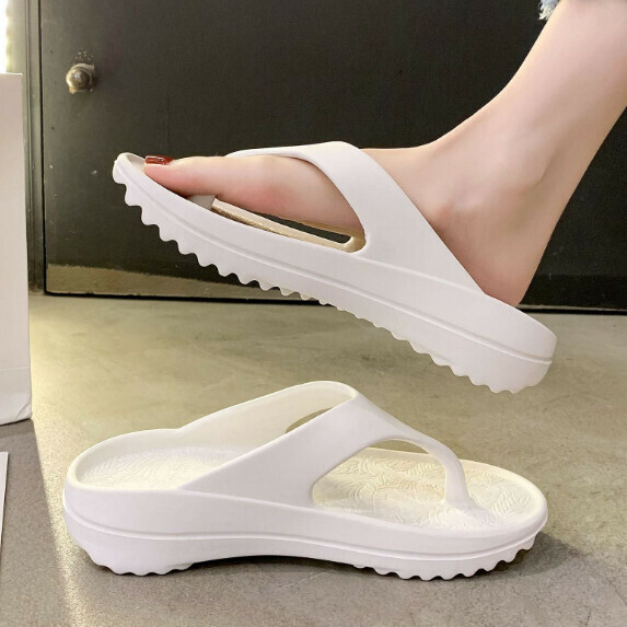 New thick-soled wedge-heeled flip-flops for women (white [size 35_44] (contact customer service after placing the order to confirm the delivery size)