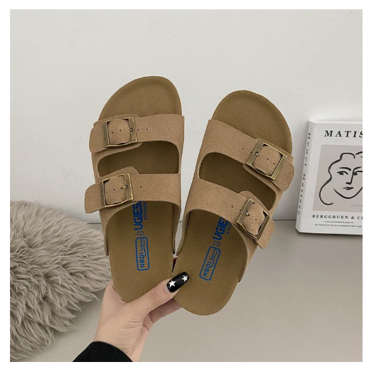 New retro artistic cork thick-soled beach sandals (sand color 35-40 sizes) (contact customer service after placing an order to confirm the delivery size)