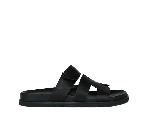 New soft leather Velcro thick-soled slippers (black size 35-40) (contact customer service after placing the order to confirm the delivery size)