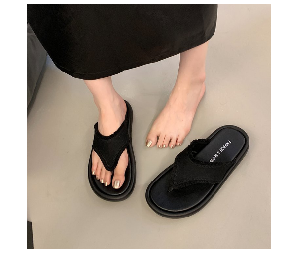 New thick-soled flip-flops (black size 35-40) (contact customer service after placing order to confirm delivery size)