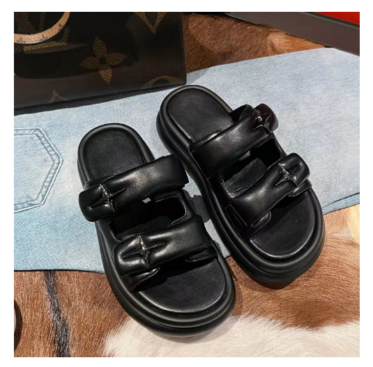 New thick-soled sandals (black size 35-40) (contact customer service after placing order to confirm delivery size)